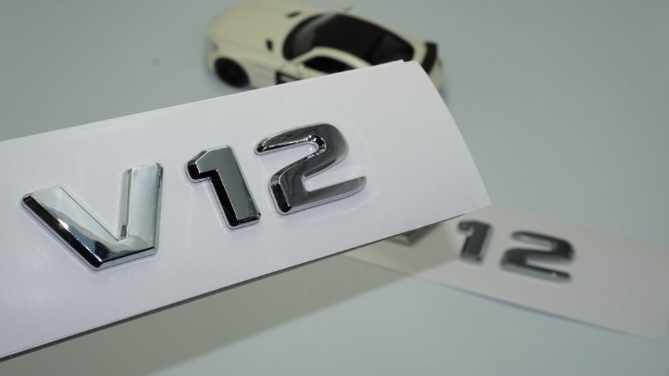 DK Tuning V12 Çamurluk Yanı Krom ABS 3M 3D Yazı Logo Seti Benz İle Uyumlu
