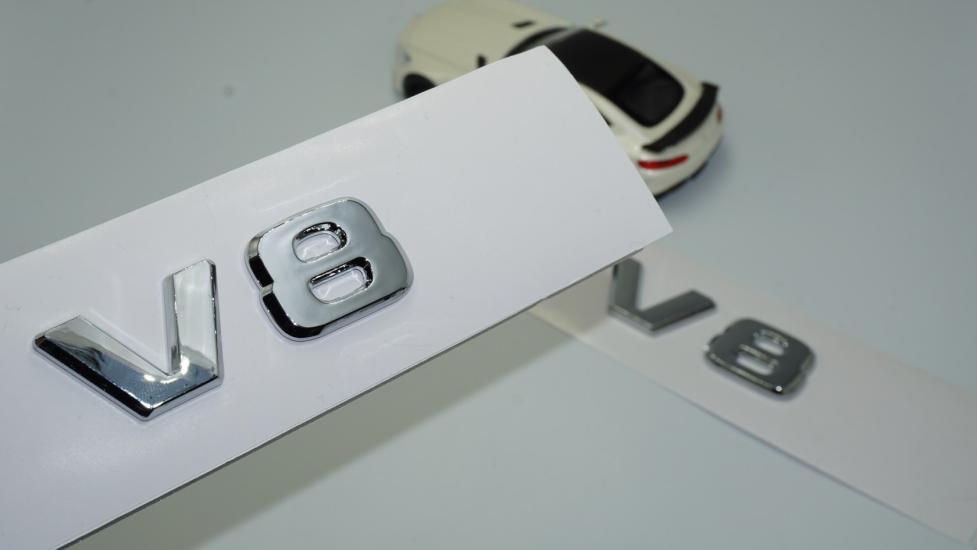 DK Tuning V8 Çamurluk Yanı Krom ABS 3M 3D Yazı Logo Seti Benz İle Uyumlu