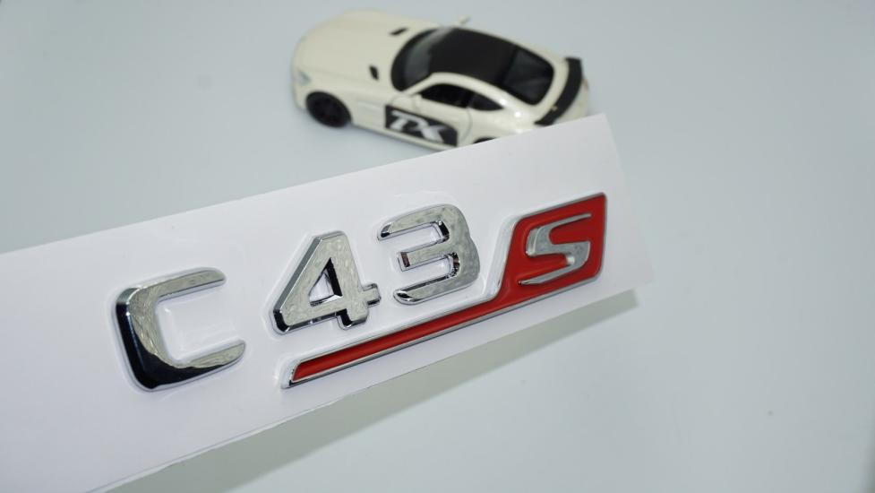 DK Tuning C43S Bagaj Krom Kırmızı ABS 3M 3D Yazı Logo Benz İle Uyumlu