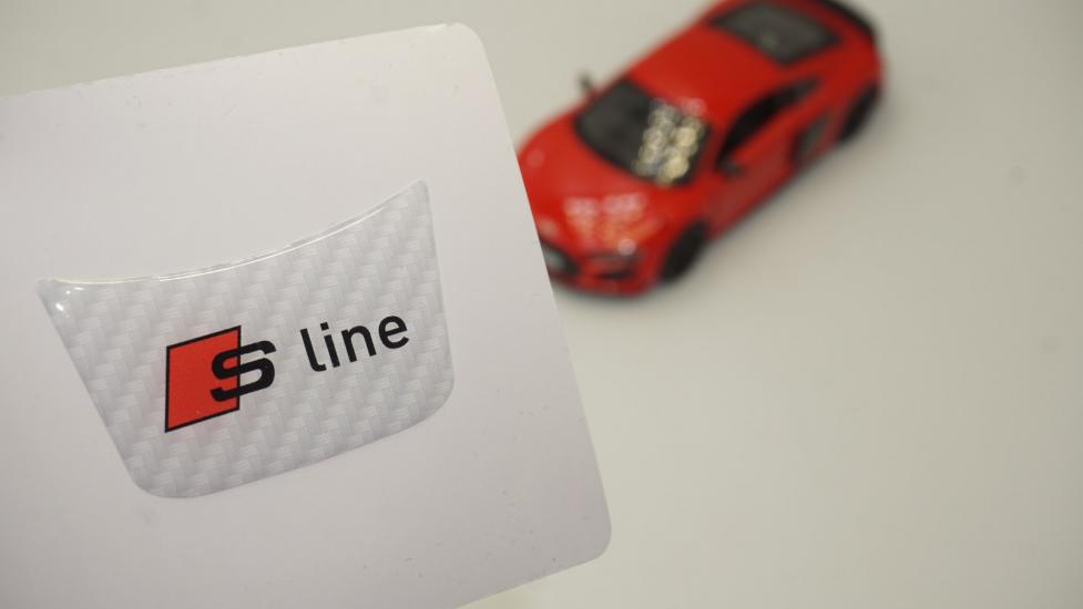 Audi S Line Logo Beyaz Karbon Desen Damla Epoksi Direksiyon Logo Amblem