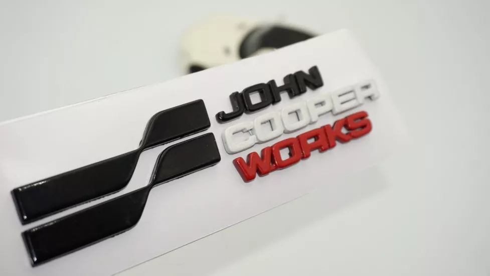 DK Tuning Mini John Cooper Works Bagaj Kırmızı Beyaz Siyah Yazı Logo Arma