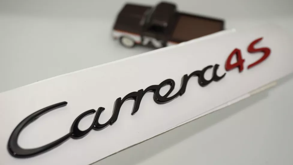 DK Tuning Porsche Carrera 4S Bagaj Siyah Kırmızı Yazı Logo Amblem 