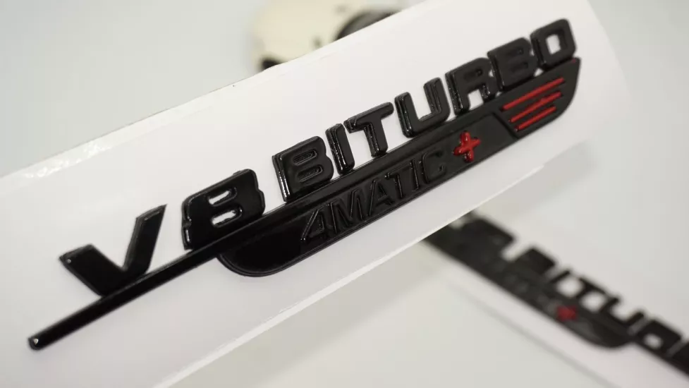 DK Tuning V8 Biturbo 4 Matic+ Plus Siyah Çamurluk Yanı Logo Benz İle Uyumlu